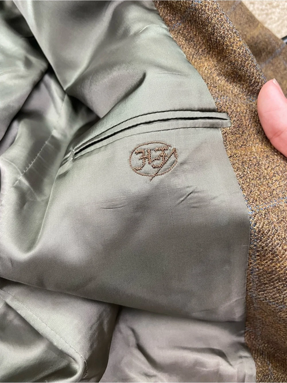 Hickey Freeman Brown Plaid Wool Sport Coat
